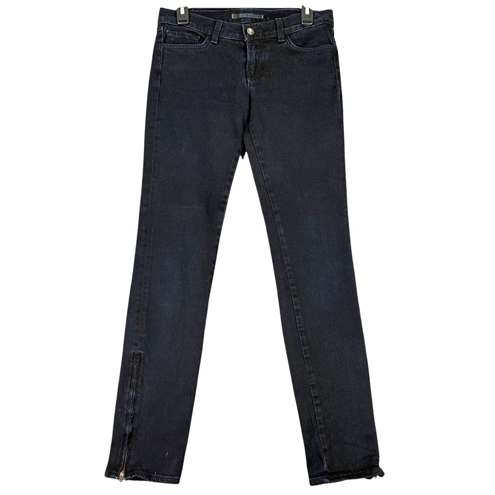 J Brand Ankle Zip Noir Jeans Womens 28 Low Rise Skinny Casual Stretch Denim